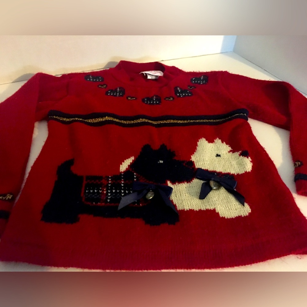 Pepperoni's Red Scotty Dog Kids Sweater Size Medium